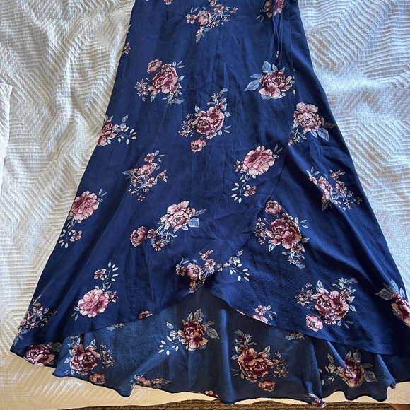 Miami blue floral asymmetric maxi skirt with tie - Picture 3 of 5